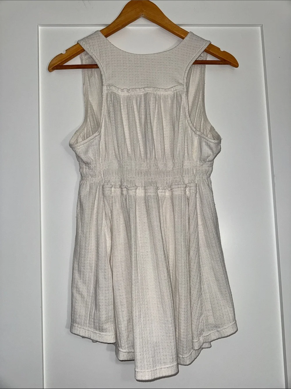 Free People Soft Ivory Sleeveless Peplum Babydoll Top Sz Large